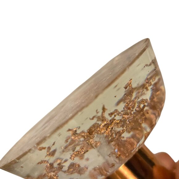 MCM Lucite Acrylic Candleholder Gold Flake Mid Century Candlestick Taper Holder - Picture 14 of 16